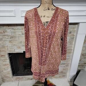 Lucky brand floral paisley boho peasant blouse plus size 1X‎ new!!